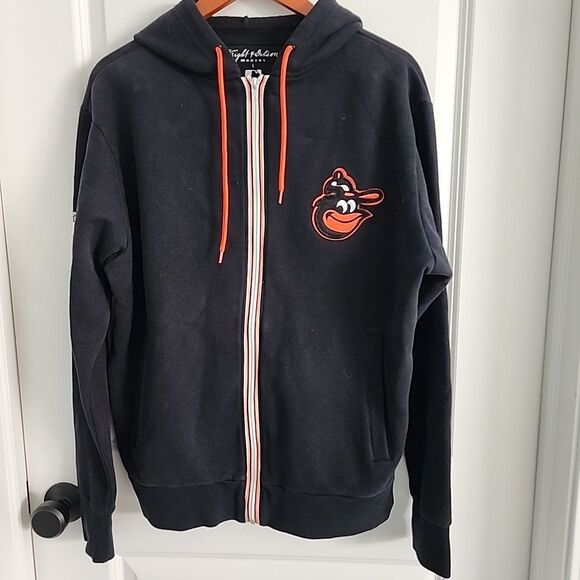 Baltimore Orioles Wright and Ditson Jacket Hoodie L Zip Up Black Cooperstown - Picture 1 of 8